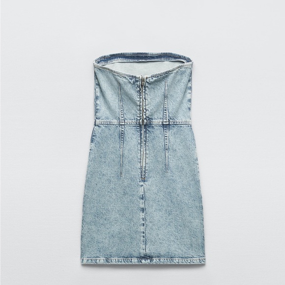 Zara dress denim jeans sleeveless mini bandeau - Picture 6 of 6